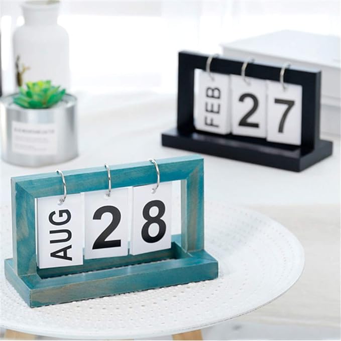Wooden Vintage Perpetual Calendar – Home Desk Decor